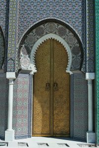 Carved bronze door in Fes, where the tour ends