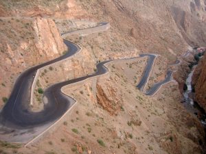 Hairpin road climbing the Dades Gorges