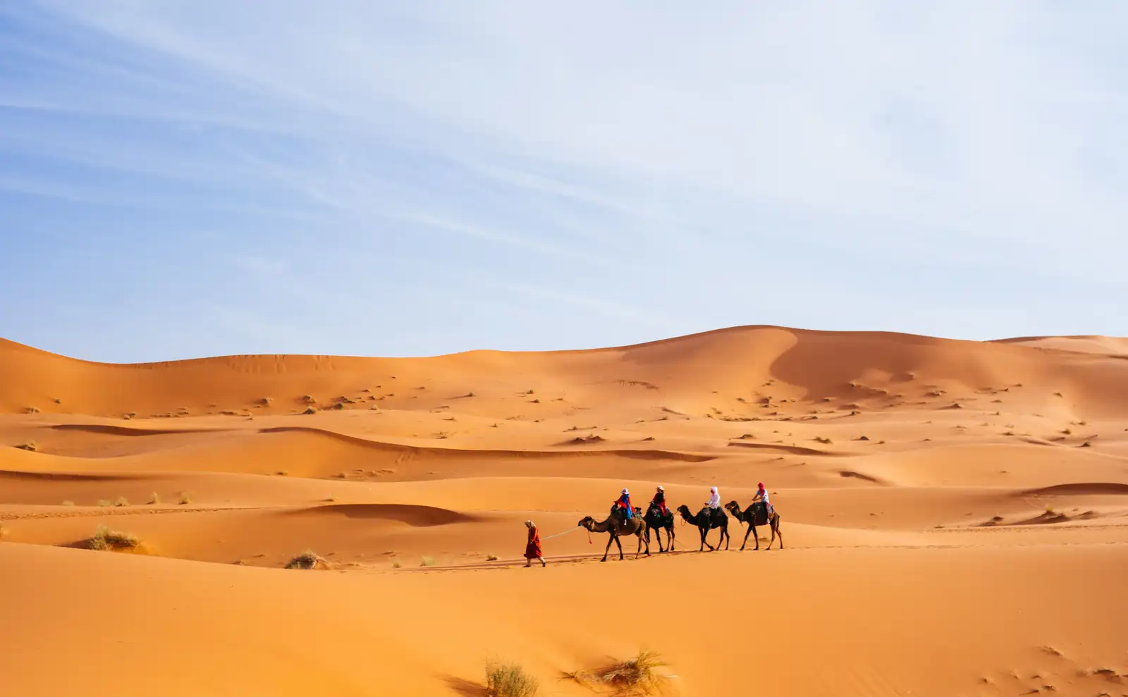 Caravana de camellos en Erg Chebbi, Merzouga – tours privados por Marruecos al Sáhara