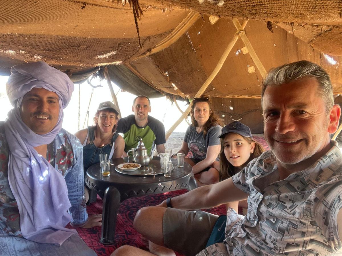 Mint tea in a nomad tent in the Sahara, Morocco