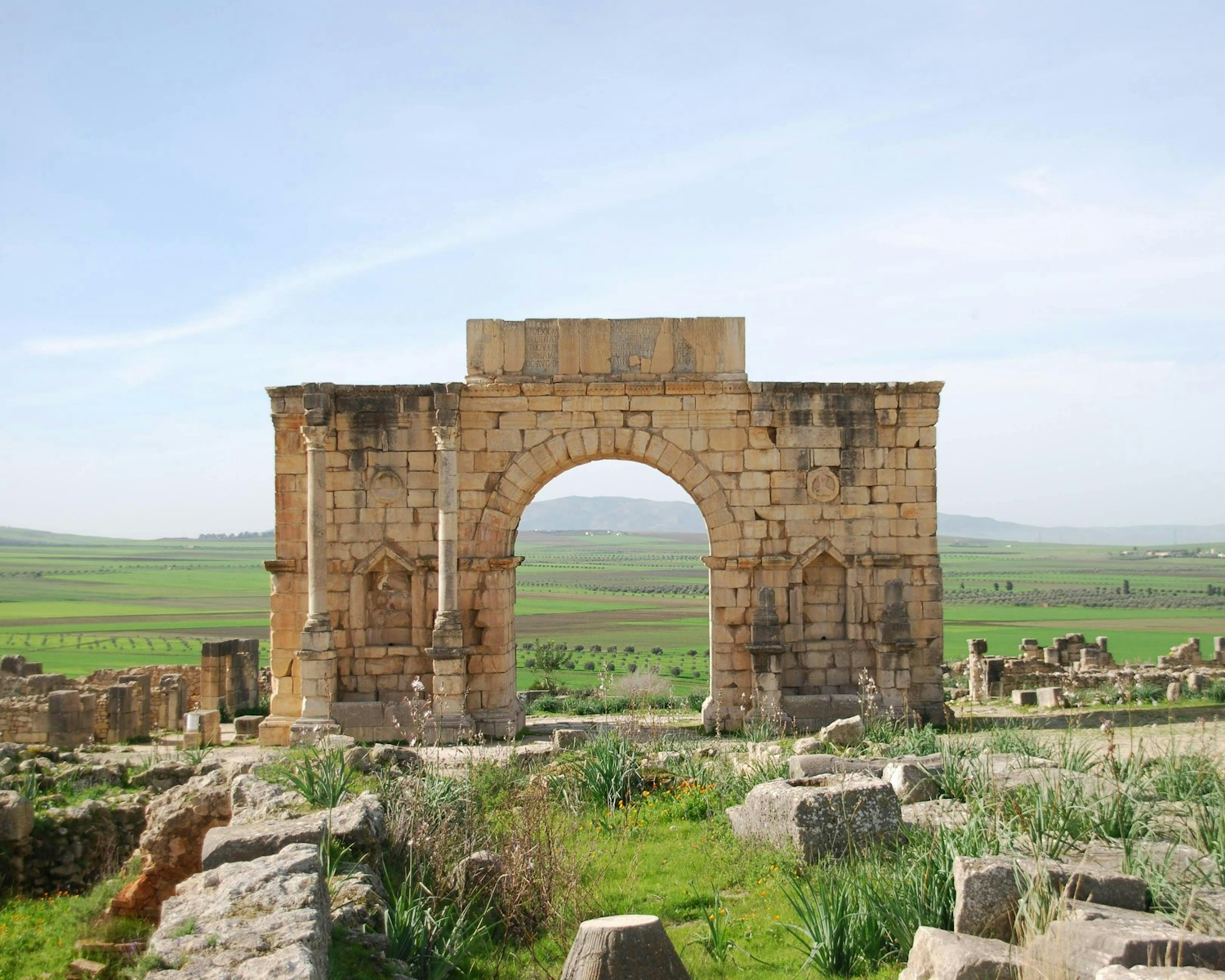 Arch of Caracalla at Volubilis on a private day trip from Fes