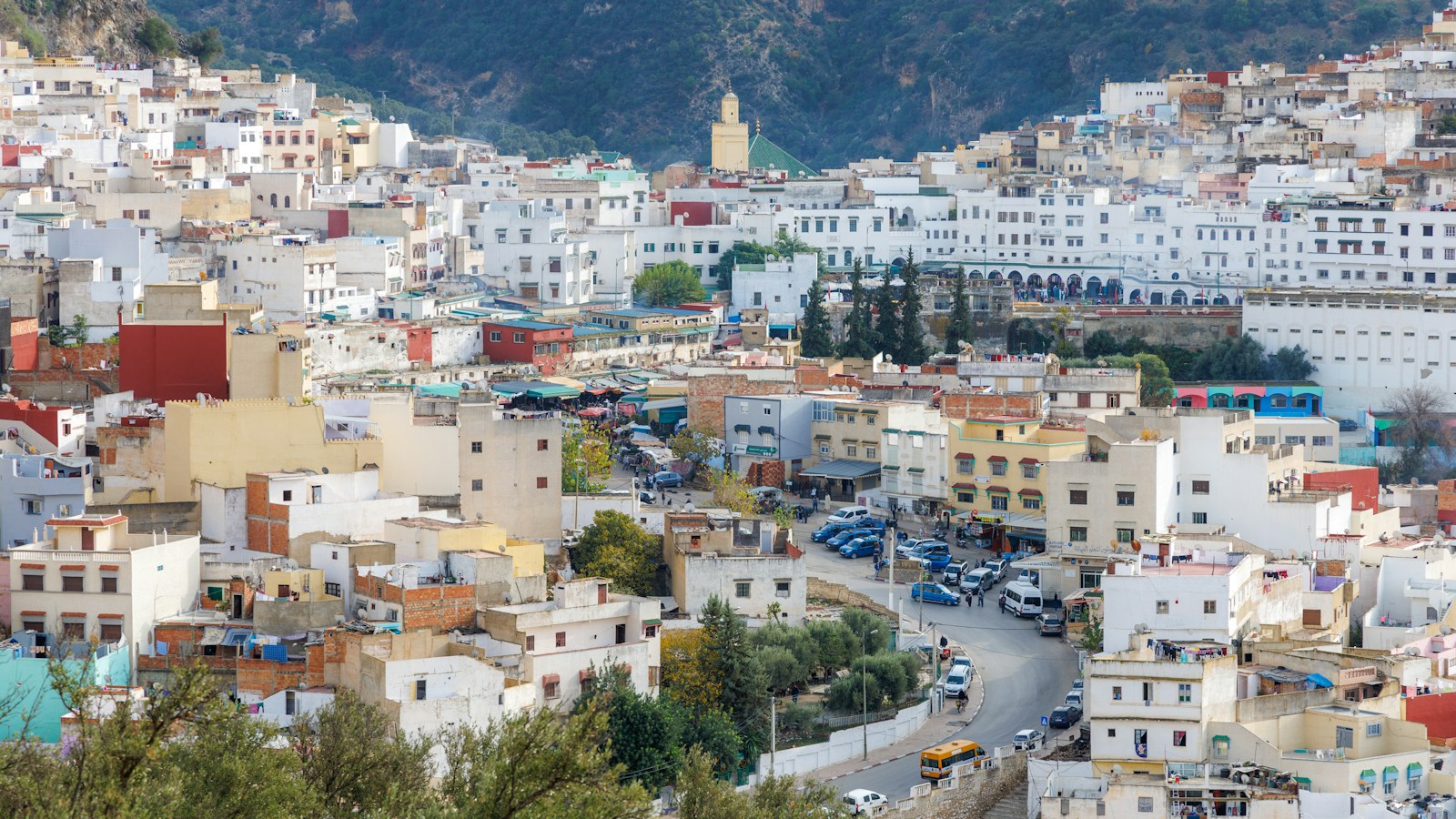 The holy town of Moulay Idriss Zerhoun on the hills near Volubilis